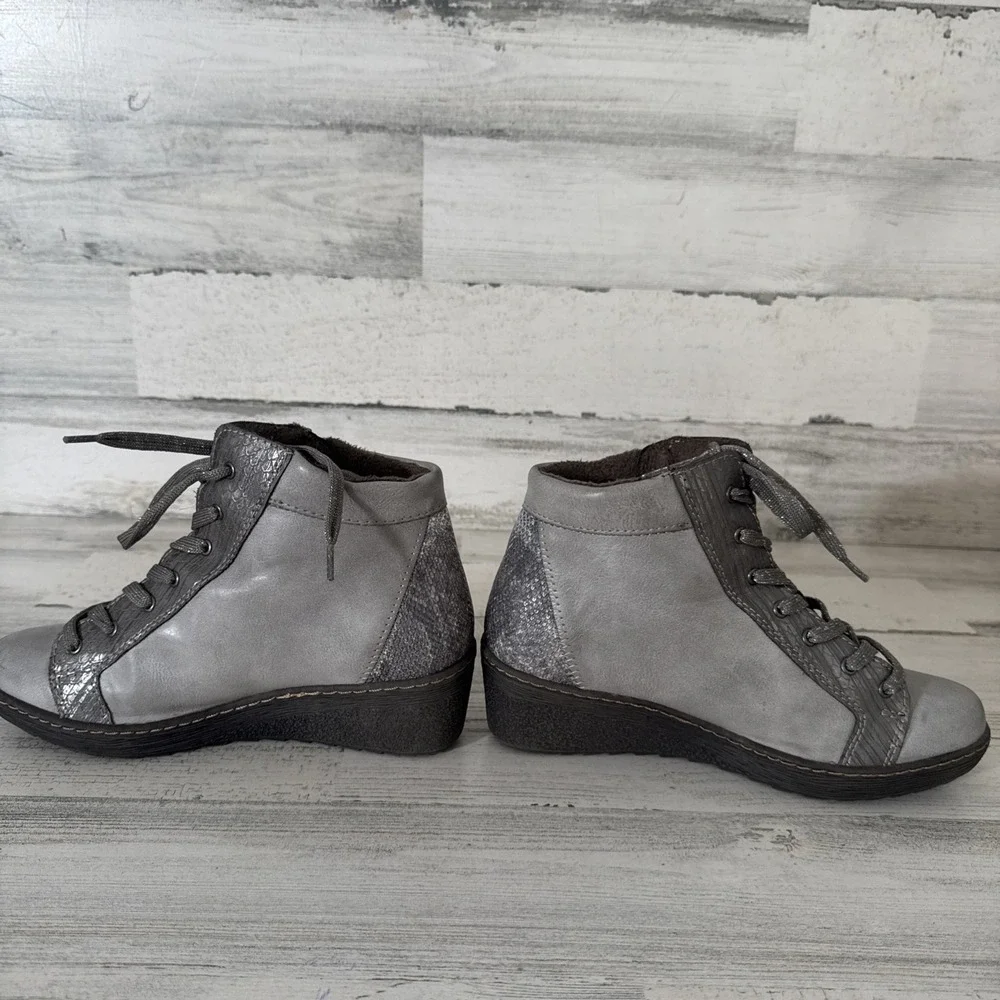 Spring‎ Step Lilou Wedge Booties Womens EU 37 Grey Silver Sneakers